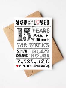 1pc "You Have Been Loved" Year Count Birthday & Anniversary Card With Envelope - Adorable Milestone Card For 10th 13th 15th 16th 18th 21st 25th 30th 40th 50th 70th 80th, Perfect Gift For Loved Ones, Blank Inside - A - View 12