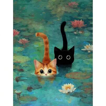 1pc [30*40cm/11.8*15.7in]5D Acrylic Diamond Painting Kit, Cat Pattern, Suitable For Adult Beginners DIY Mosaic Diamond Art, Full Drill Handmade DIY Diamond Painting, Suitable For Living Room, Bedroom, Office Wall Decor, Surprise Art Home Decor Gift For Family And Friends, Frameless