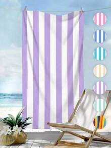 Vitality Striped Beach Towels, Essential Beach Items, Anti Sand Beach Blankets, Father's Day Birthday Anniversary Gifts, Thanksgiving Gifts, Christmas, Halloween, Easter, Anniversary Celebrations - 淡紫色 - 查看 14