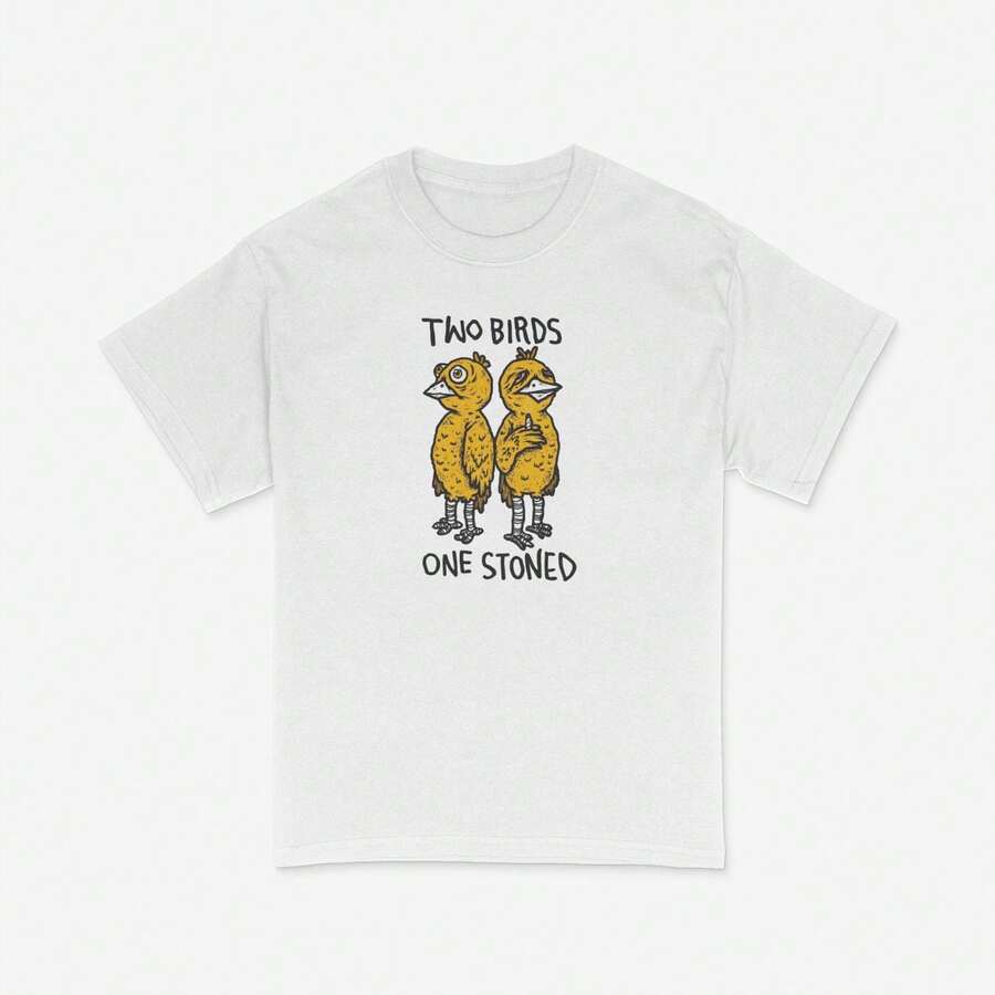"Two Birds With One Stone" T-Shirt - White - View 1