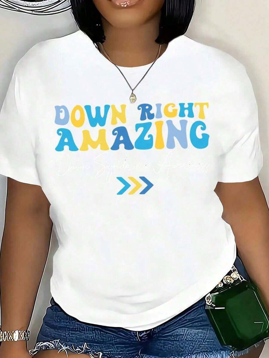 Camiseta increíble de Down Right, informal de verano, con estampado gráfico, para mujeres, hombres y unisex. Camiseta divertida con texto colorido y diseño de flecha, perfecta para salidas de playa, vacaciones y uso diario. Camiseta unisex de manga corta, cuello redondo, estilo vintage urbano, 220g, 100% algodón. - Blanco - Ver 1