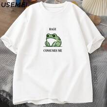 The Fury Devours Me, Vintage Frog T-Shirt For Men And Women, Nature Lovers T-Shirt, Funny Frog, Retro T-Shirt, Men's Clothing, Short Sleeve Cotton T-Shirt - 白色 - 查看 8