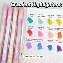 4 buah Stabilo Dua Ujung Gradien Pastel | Estetika Jepang | Spidol Anti Luntur Cepat Kering Cocok untuk Catatan dan Jurnal | Alat Tulis Lucu Bergaya - Rectangle - View 11