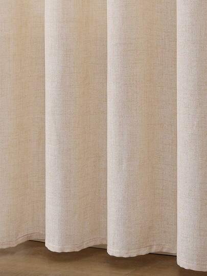 1pc Beige Thickened Cotton Linen Blend Modern Semi-Blackout Curtain - UV Blocking, Heat Insulation, Blackout, Pole Pocket & Grommet Hanging, Non-Bleach Plain Weave, Bedroom Artistic Theme, Heat Insulation Semi-Blackout Blackout, , Noise Reduction - Ideal For Bedroom, Farmhouse And School Deep Sleep (220g Fabric Weight)