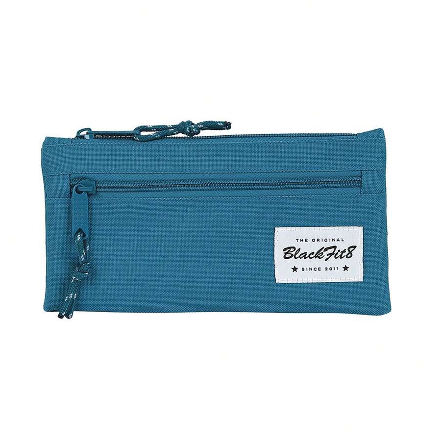 Double Pencil Case Blackfit8 Egeo 22 X 11 X 1 Cm (0.2 Liters), With Two Zippers, School Organizer With Front Zipper Pocket, Back To School - Option 1 - View 1