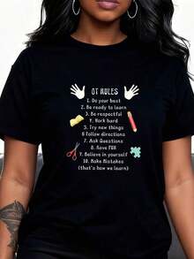 1 pieza de camiseta de terapeuta ocupacional para mujer - Regalo divertido para terapeutas ocupacionales con 10 reglas y símbolos de terapia ocupacional, 100% algodón de 180 g/m², camiseta casual de manga corta con cuello redondo para terapeutas, ropa ocupacional, comodidad para todas las estaciones, OT Pr180g Algodón 100%. - Blanco 3 - Ver 10