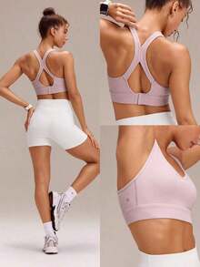 2026 GLOWMODE Featherfit™- Esculpe El Sujetador Deportivo Con Cuello En V Y Tirantes De Aro.Soporte Medio. - Brillante - Ver 8