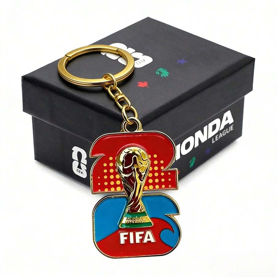 FIFA 两件套礼盒。运动风格钥匙扣“2026世界杯”美国、加拿大、墨西哥款,含礼盒和支架,城市球迷纪念钥匙扣,是世界杯球迷的理想之选,也适合毕业、返校、圣诞节、父亲节、万圣节、生日等场合。 - 彩色 - 查看 1