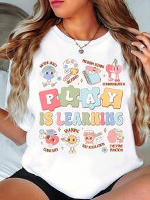 Graphic T-Shirt For Teachers "Playing Is Learning", Back To School, A Gift For Teachers - [白色的] - 查看 6