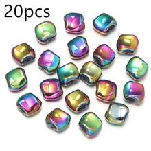 20pcs/Pack Asymmetrical Square Electroplated Glass Beads, Colorful Semi-Transparent Iridescent Glass Crystal Square Beads 12X11mm For DIY Earrings, Bracelets, Phone Charms, Jewelry Accessories - Glass Square Beads - View 15