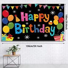 1 pieza Pancarta de fondo de feliz cumpleaños, decoración de fiesta colorida, letrero grande para el patio, fondo para decoraciones de cumpleaños, baby shower, fotografía interior y exterior, suministros - Ver 6