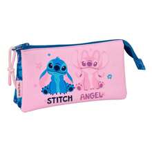 Safta | Estojo Duplo Stitch (Lilo & Stitch) para Meninos e Meninas, 3 Compartimentos com Zíper e Faixa Elástica para Prender a Caderno ou Pasta, Licença Oficial, Regresso às Aulas, Régua - Triplo - Portatodo - Ver 2