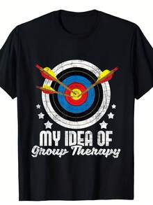 Camiseta estampada online para hombre de una pieza, cuello redondo y manga corta con diseño de arquero y arco, adecuada para todas las estaciones y versátil para uso casual - Negro - Ver 2