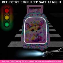 3Pcs Rolling Backpack For Girls, Kids Roller School Backpack With Wheels, Fox Wheeled Bookbag For Elementary Preschool Kindergarten(Pink) - UV Roller Backpack - View 5
