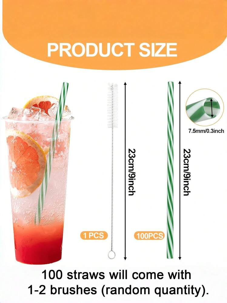 50/100pcs Reusable Colored Hard Plastic Straws, Includes 1pc Straw Brush, Suitable For Cocktails, Smoothies, Juices, Hot Drinks (Length: 9.05 Inches, Diameter: 0.27 Inches) - View 9