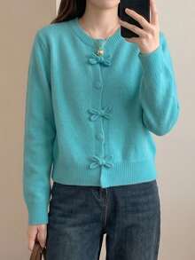 JIANHU Spring Butterfly Knit Cardigan, Short Design, Suitable For Petite Figure, Elegant Versatile, Create Fashionable Look - Royal Blue - View 2