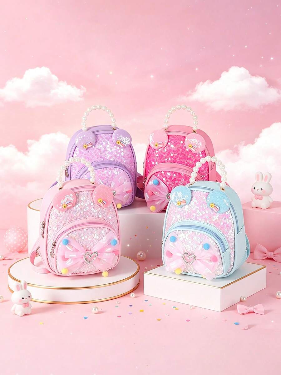 Dieser neue 1 Stück Pailletten-Rucksack hat eine Schleifenverzierung, ein lässiges aber stilvolles Design, einen Reißverschluss und verstellbare Schultergurte. Perfekt für den täglichen Gebrauch, Reisen und Einkaufen, er hält Ihre Essentials leicht. Ein vielseitiges Stück, dieser Modeliebhaber passt zu verschiedenen Stilen und Anlässen, wodurch er sehr anpassungsfähig ist. Er eignet sich auch hervorragend als Geschenk für Freunde. - Verschiedenfarbig - Übersicht 1