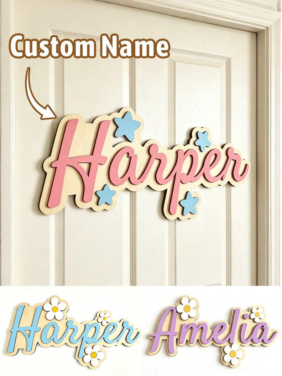 LICVIC Custom Name Door Sign For Home Wall, Personalized Family Name Plaque Decor, Stylish House Entrance Nameplate For Bedroom Living Room Office, Customize - Style B - View 1
