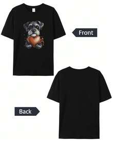 Camisetas para Mujer de Manga Corta de Algodón con Cuello Redondo, Camisetas con Estampado de Corazón de Perro Maltés, Camisetas Básicas Casuales, Tallas XS-5XL, Color Negro XS - Negro - Ver 6