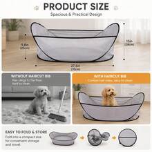 1pc Pet Shaving Haircut Bib, Dog And Cat Grooming Tools, Easy To Clean Hair, Home And Pet Salon Use Haircut Bib - Grey - View 4