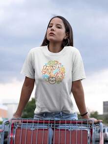 Camiseta con Dibujos de Mascotas (Gatos y Perros) para Amantes de los Animales - Imagen de Shutterstock, Talla Extra Grande para Mujer - Blanco - Ver 2