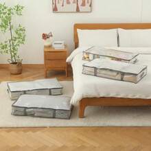 contenedores almacenamiento bajo la cama, material a prueba de humedad, contenedores de almacenamiento de plástico debajo de la cama, mantas o bolsas de almacenamiento de ropa con - Paquete de 4 - Ver 2