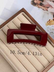 1pc Minimalist Glossy Burgundy Square Hair Claw For Women, Large Hair Clip Suitable For Casual Daily Wear Hair Clips Hair Jaw Clip Hair Clamps Hair Clutch Hair Catcher Clip, School Stuff, College Fall Winter Claw Clip Hair Accessories For Women For Vacation Outfits Woman Summer Outfits - Burgundy - View 4