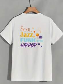Camiseta de gran tamaño para mujer de 180g con estampado de Jazz, Funk y-Hop, camiseta casual de manga corta, top de verano de corte holgado, adecuada para reuniones familiares y regalos de building, moda de  2024 - Camiseta unisex de algodón holgada de manga corta y cuello redondo estilo vintage urbano. - Blanco - Ver 2