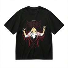 Camiseta de Arte Abstracto de , Talla Grande, Cuello Redondo Clásico, Esenciales de Verano, Camiseta Diaria de Mezcla de Algodón Transpirable - Negro - Ver 2
