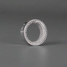 1pc Glam Full CZ Diamond Ear Gauges, Hypoallergenic 316L Stainless Steel Double Flared Ear Tunnels, Luxury Piercing Accessories For Stretched Ears - Circle-2 - View 17