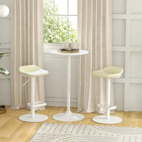 Bar Table, Standing Table, Round Kitchen Table Ø60 Cm For Living Room, Dining Room, Steel, White, Height Adjustable | .De - 白色 - 查看 1