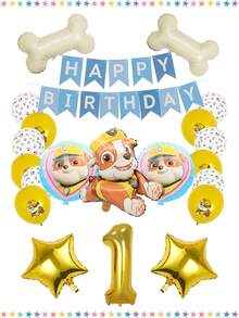 Bộ bóng bay chủ đề Rubble của Paw Patrol, bao gồm bóng bay hình nhân vật Rubble, bóng bay cao su in hình dấu chân, bóng bay hình ngôi sao và xương, bền chắc và rực rỡ, lý tưởng cho các bữa tiệc theo chủ đề, lễ kỷ niệm và sự kiện. - Nhiều kiểu dáng - Xem 6