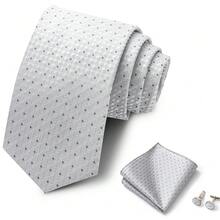 AlanKing Bộ 3 món: Cà vạt họa tiết Jacquard/Paisley cổ điển, khăn cài túi và khuy măng sét, phù hợp cho trang phục công sở, đám cưới và thường ngày của nam giới. - Màu sắc hỗn hợp - Xem 11