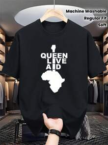 Camiseta de algodón suave y transpirable para hombre con estampado icónico del concierto Live Aid de Queen - Corte regular, manga corta, cuello redondo, adecuada para uso diario, actividades al aire libre y para fans de Queen - Mercancía (lavable a máquina) ropa de hombre, camisetas de algodón para hombre, camisetas para hombre, conjuntos de verano para hombre, ropa de verano para hombre, camisetas de bandas, camisetas para hombre, conjuntos de vacaciones para mujer, conjuntos de verano modestos, tops de jersey, ropa de verano para mujer, tops de algodón, tops de verano, conjuntos de verano, tops para mujer, tops blancos, top de fiesta. - Negro - Ver 1