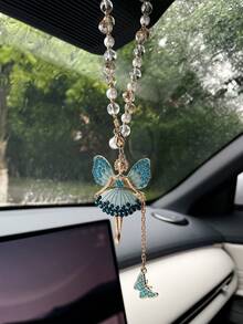 Creative Angel Girl Car Pendant, Rhinestone Decor Car Rearview Mirror Hanging Ornament, Butterfly Pendant Car Accessories, Gift For Her - Angel Girl - View 5