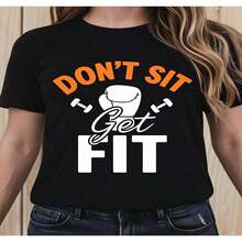 ComfortableCamiseta de Motivación para Mujer Fitness, Estilo Casual para Gimnasio, Estilo de Vida Activo, Look Deportivo, Blusas bonitas 2D para mujer, Camiseta de Mujer, Diseño Casual Holgado, Holgado Ligeramente ExtendidoFashion All-match Women's Short Sleeve T-shirt, Basic Style for Inner & Outer Wear - Negro - Ver 6