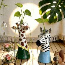 1pc Creative Nordic Resin Vase Decor, Living Room Flower Holder, TV Cabinet Home Accessory, Giraffe & Zebra Animal Decoration - one-size - View 7