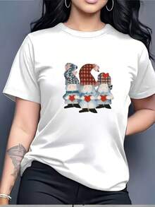 Camiseta de la familia de gnomos adorables - Perfecta para fiestas navideñas, reuniones familiares, actividades de team building en la oficina y regalos navideños. Camiseta ligera e informal. Top de manga corta cómodo y versátil. - Blanco - Ver 1