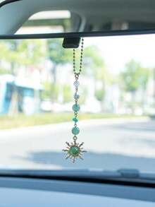 太陽水晶車用後視鏡吊飾－天然石英與珍珠汽車內飾裝飾，波希米亞風車內飾掛飾，送給女性的守護禮物 - A - 查看 13
