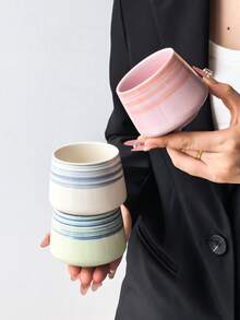 1pc Ceramic Coffee Mug, European Minimalist Ceramic Cup, Handgrip Cup, Coffee Mug, Afternoon Tea Cup, Red Tea Cup, Breakfast Cup, Juice Cup, Water Cup, Gift Mug, Drinkware - Multicolor - View 7