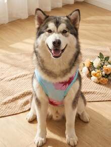 LUCKIE LABO 1 pieza Chaleco de verano transpirable con estampado floral hawaiano para gatos y perros, apto para uso en interiores y exteriores - Celeste - Ver 3