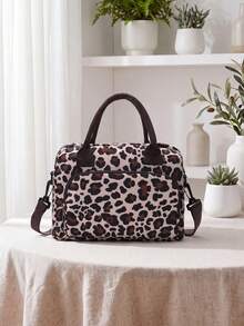 1pc Insulated Lunch Bag For Women,Lunch Tote Bag, Lunch Box Bag,Outdoor Picnic Insulated Bag,Student Thickened Cute Lunch Bag, Reusable Lunch Tote Bag, Portable Picnic Ice Bag For Work, Picnic, School Or Travel Lunch Box Bag School Supplies Stuff Accessories Bag For School School Accessories School Stuff For Traveling Waterproof Bag Insulated Lunch Bag Lunchbox - Leopard - View 4