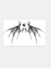 1 Tattoo Sticker, Dot-Pierced Dark Demon Wings, Horizontal Back, Personalized Temporary Tattoo Sticker, Washable, PVC, Disposable, Waterproof And Sweatproof, Suitable For Arms, Waist, Abdomen, Back, Legs, Non-Reflective, Realistic Tattoo, Suitable For People, Daily Use, Lasts 3-5 Days - Black - View 4