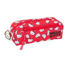 Safta | Small Triple Pencil Case Hello Kitty School Organizer With 3 Compartments And Zipper, Central Inner Pocket, Rear Elastic Band To Attach To Notebook Or Folder, Kids - Triple Peq - View 2