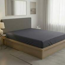 Fitted Sheet With Elastic All Around The Bottom, Cotton-Like Feel, Soft And Cool, Ideal For Spring, Available In Twin, Full, Queen, And King Sizes, Variety Of Colors, Perfect For Modern Bedrooms, Breathable And Comfortable For All Seasons - 深灰色 - 查看 1