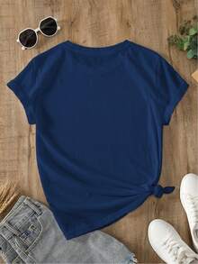 Camiseta de diseñador para mujer en estilo Y2K con motivos de "abuela" y corazones, y estampados florales - Top de manga corta de corte ajustado, ropa casual de verano, tela elástica lavable a máquina (antiarrugas), adecuada para uso casual y para combinar con otras prendas. NZCA - Azul - Ver 2