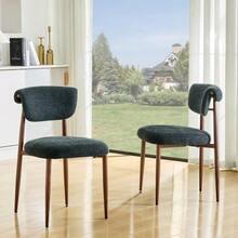 Dining Table And Chair Set Made From Bed Linen, Upholstered Kitchen Chair Without Straps, Modern Dining Chair With Curved Backrests - Black - View 4