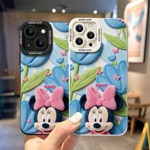 Officially Licensed Disney Minnie Mouse Phone Case, This Protective Phone Case Features Minnie Mouse With A Large Pink Plush Bow, Surrounded By Embossed Blue Tulips, Green Leaves And Tiny Bunny And Butterfly Decorations, With The "MINNIE" Lettering Above Her Head, Made With Flexible, Durable TPU Material To Protect Against Everyday Scratches, Bumps, And Minor Impacts, Compatible With IPhone 17, 16, 15, 14, 13, 12, 11 Pro Series And Galaxy S22, S23, S24, S25 Models, Making It A Charming Choice For Minnie Fans And Disney Lovers, Ideal For Birthdays, Holidays, Or Any Special Occasion To Surprise Family And Friends. - màu đen - Xem 4