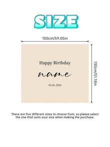 1pc Personalized Birthday Banner With Custom Text,Customizable Name & Date Happy Birthday Banner,Personalized Fabric Backdrop Flag For Party Decoration,Neutral Beige Tone Fabric Banner For Parties - Multicolor - View 13