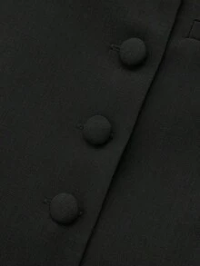 Mono de mujer de primavera/verano nuevo, de color verde mostaza, de un solo pecho con botones de seta, cintura ceñida, elegante para ir al trabajo - Negro - Ver 8